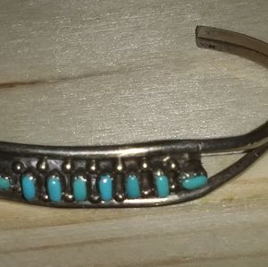 turquoise and silver vintage small cuff and ring